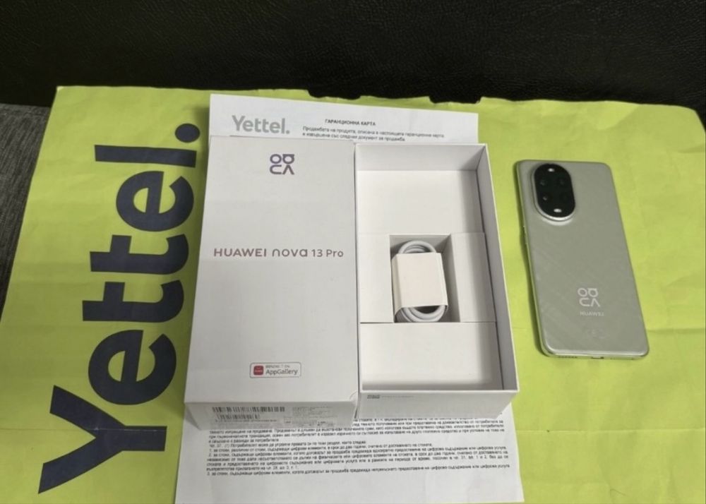 ЧИСТО НОВ 512GB Huawei Nova 13 Pro Гаранция Yettel 3г. 2028 Green