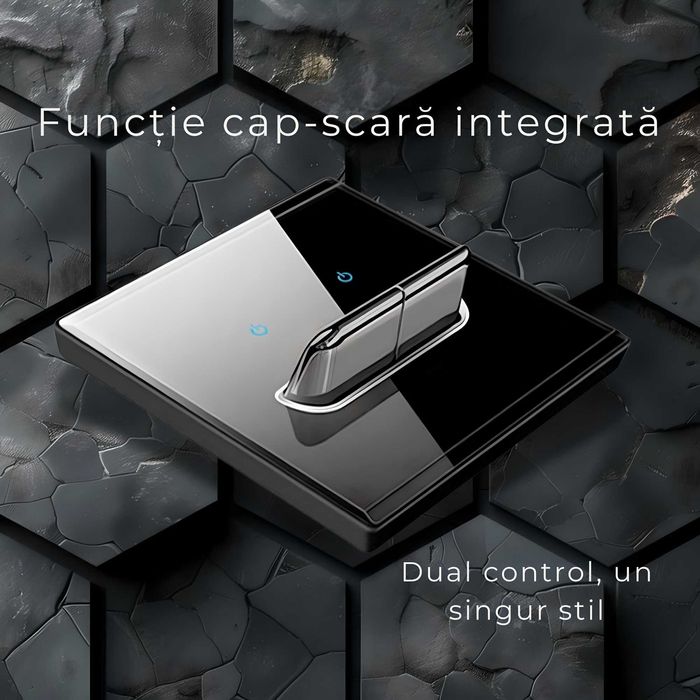 Intrerupatoare cap scara, design modern, functie de revenire,alb/negru