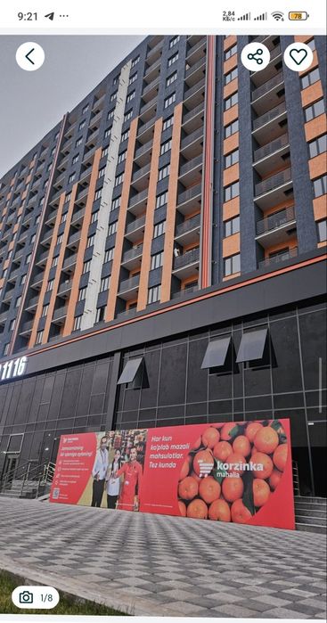 Ipoteka kredit va Subsidiya bor. 1 xonali, Sokin Makon 36,6 m2, 6-etaj