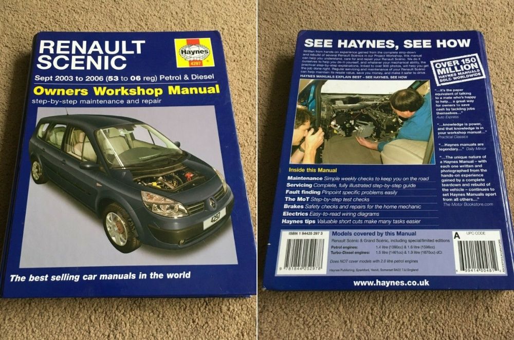 Manual auto Haynes Renault Clio, Megane, Scenic, Laguna anii 1998-2009
