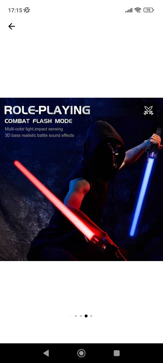 Sabie laser de jucarie Star Wars, 7 schimbari de culoare, retractabila