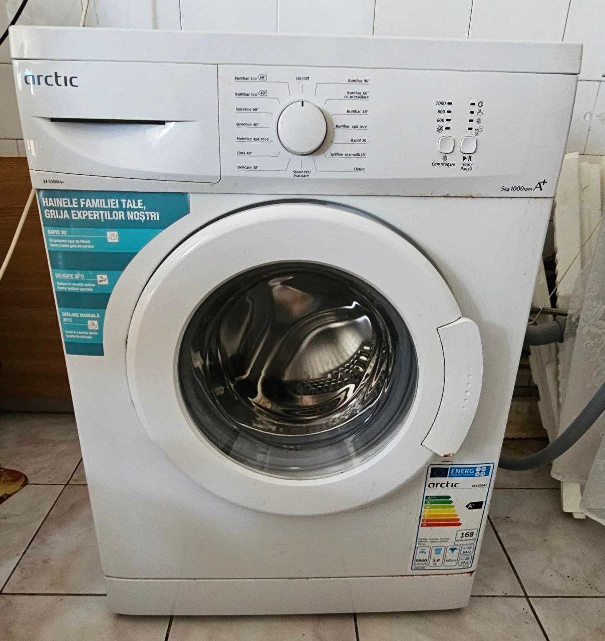 Masina de spalat rufe slim Arctic EF5100A+, 5 kg, 1000 rpm, A+, Alb