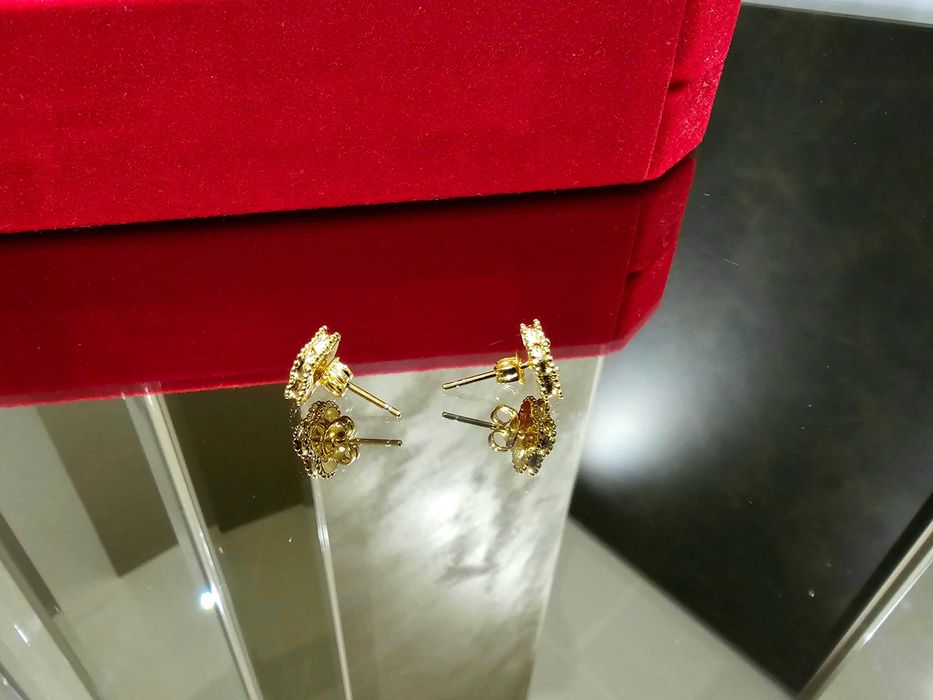 Van Cleef & Arpels VCA Gold Grey Mother Sweet Alhambra Дамски Обеци