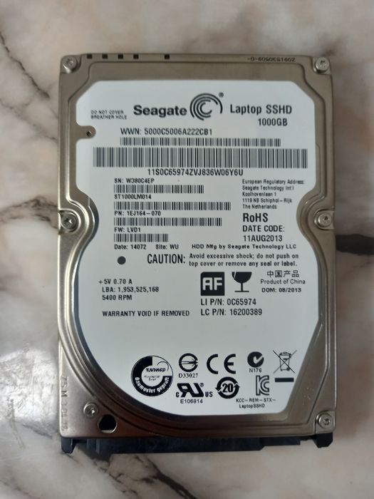 Хард диск 1TB Seagate Laptop SSHD (+8GB SSD), SATA 3, 5400rpm, 64MB