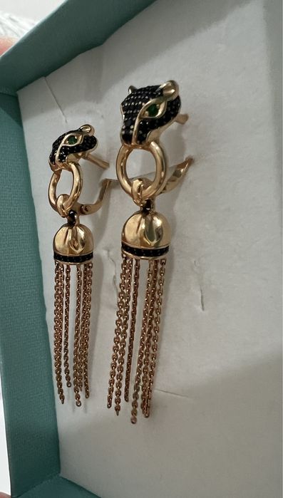 Золотые серьги пантера