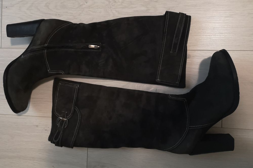 Дамски ботуши велур с висок ток