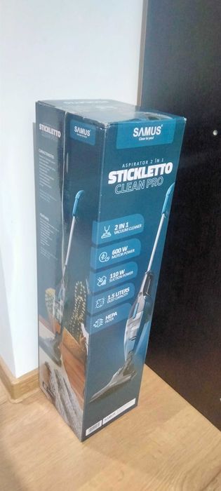 Aspirator Samus 2in1 Stickletto Clean Pro 600W 1.5L Filtru lavabil Hep