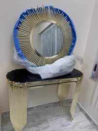 Златна конзол и огледало ( метална със стекло)