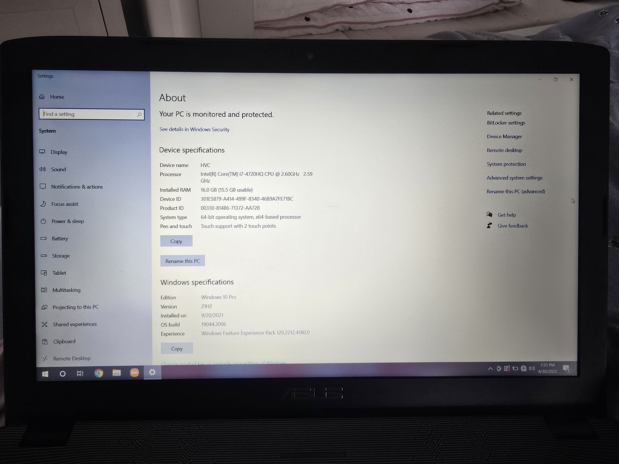 Asus ROG GL522JX
