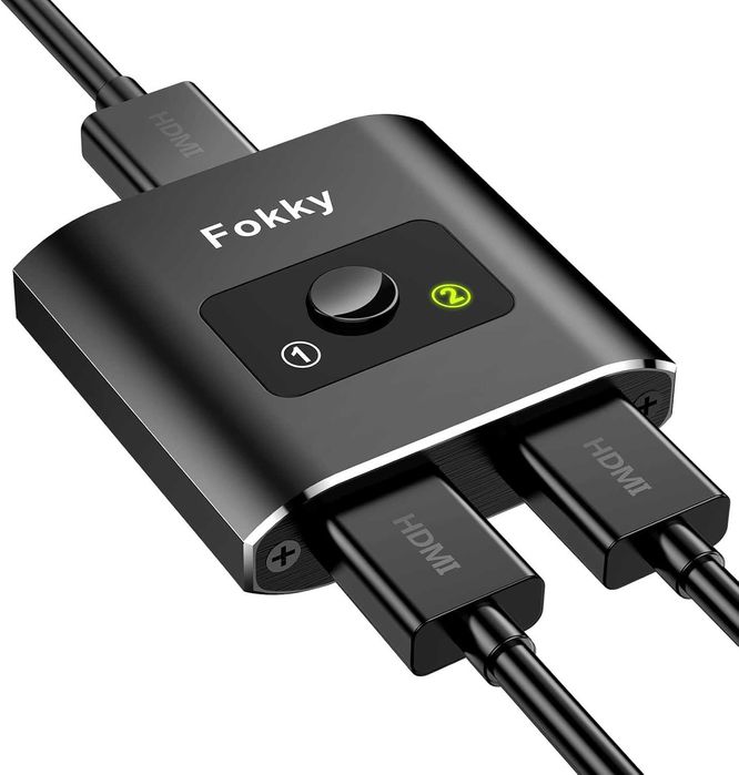 Fokky HDMI Switch/Splitter 4K 60Hz – двуканален алуминиев HDMI адаптер