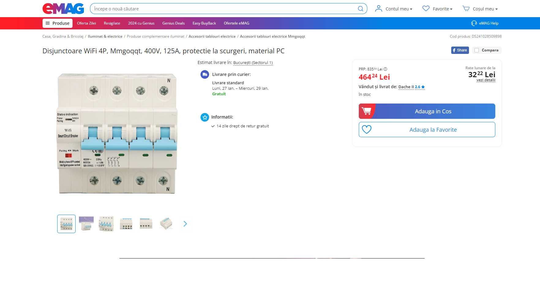 Siguranta/Disjunctoare 400V Smart WiFi 4P, REDUS de la 470 RON