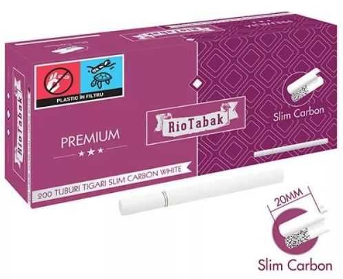 Tuburi Tigari RioTabak Slim Carbon White 200 Filter Plus (20 mm)