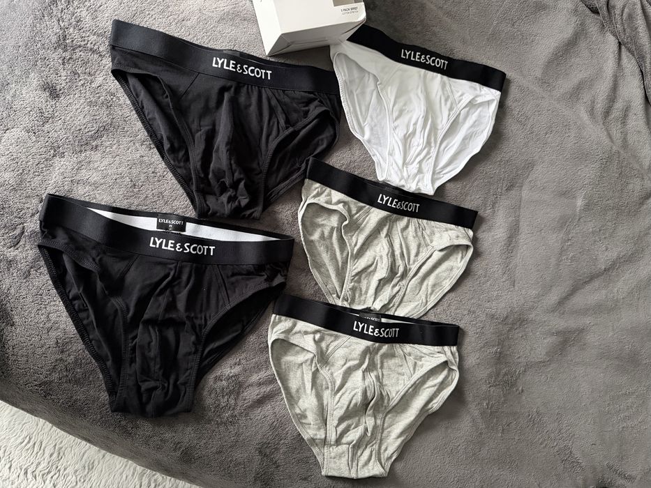 Lyle & Scott set 5 chiloti gri-negru-alb marimea M noi originali