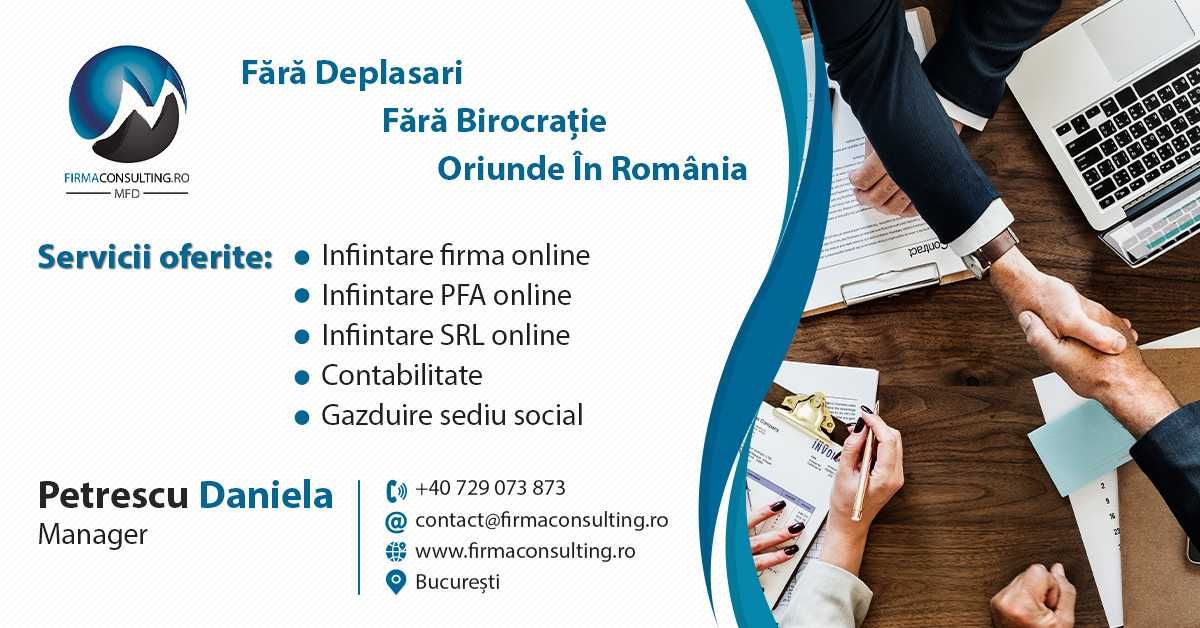 Sediu social sect. 2,3,5 Infiintare SRL/PFA radiere/mentiuni, contabil