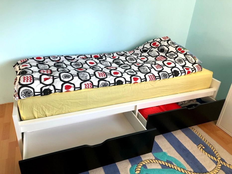 Vand pat 90 cm Ikea Flaxa o persoana+saltea HOVAG
