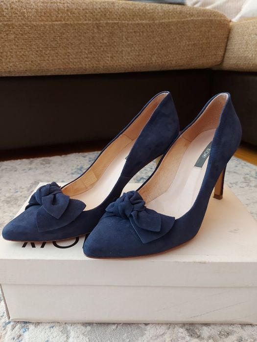 Kiomi Киоми кожени естествен велур тъмно сини обувки 38 номер