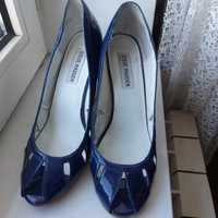 Pantofi decupati platforma, piele lacuita, Steve Madden 38.5 bleumarin