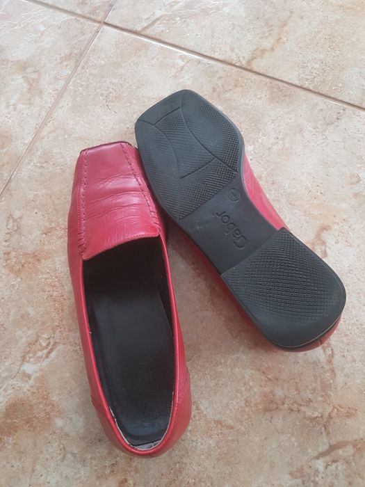 Balerini piele naturala rosii