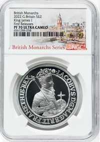 2022 James I - 1 oz £2 - NGC PF70 First Releases - Кутия и Сертификат