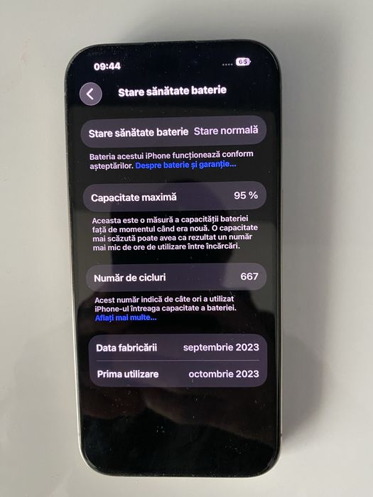 iPhone 15 Pro, 95% baterie, ca NOU !!!