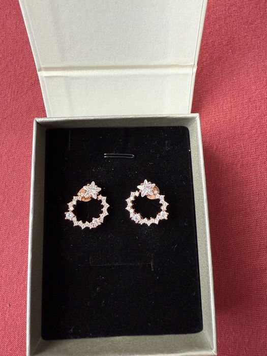 Cercei de argint suflati cu aur roze