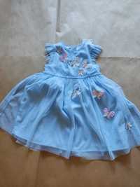 rochie bleumarin fetita cu fluturasi M&S  3-4 ani 104 cm