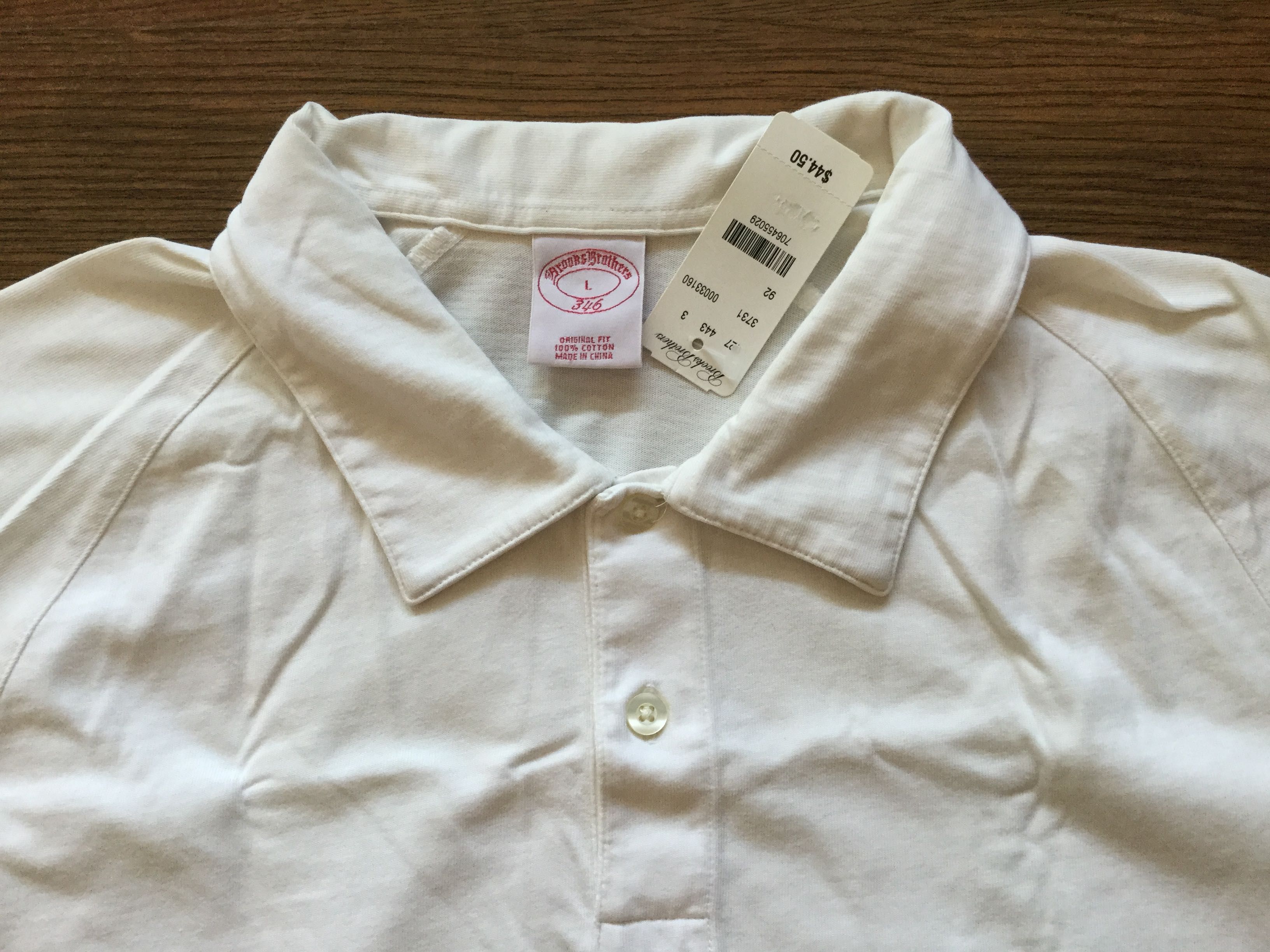 НОВА оригинална бяла памучна тениска BROOKS BROTHERS размер L от САЩ