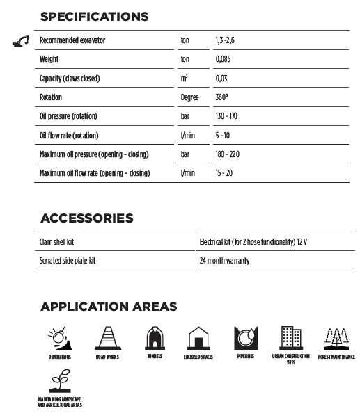 Graifere rotative de la MB Crusher pentru excavatoare 1.5-30 ton