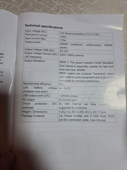 Inverter 2000W TE20 Ultra Performant