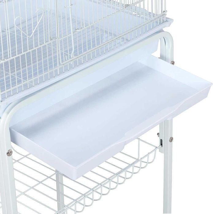 Colivie XXL pasari pe roti, 4 hranitoare, tavita sertar | 591825 White
