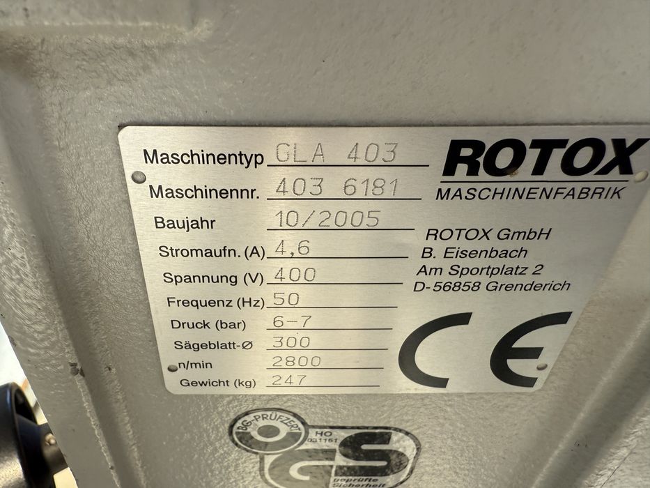 Fierastrau baghete Rotox GLA 403 cu Limitattor taiere LA396