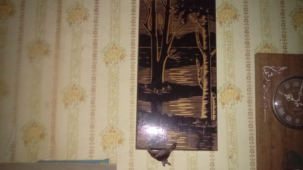 Картина из дерева. Резьба по дереву. 60 е годы СССР.