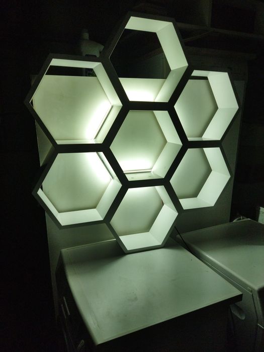 #Шестоъгълник#Етажерка#пчелна#пита#шестостен#LED#Осветление
