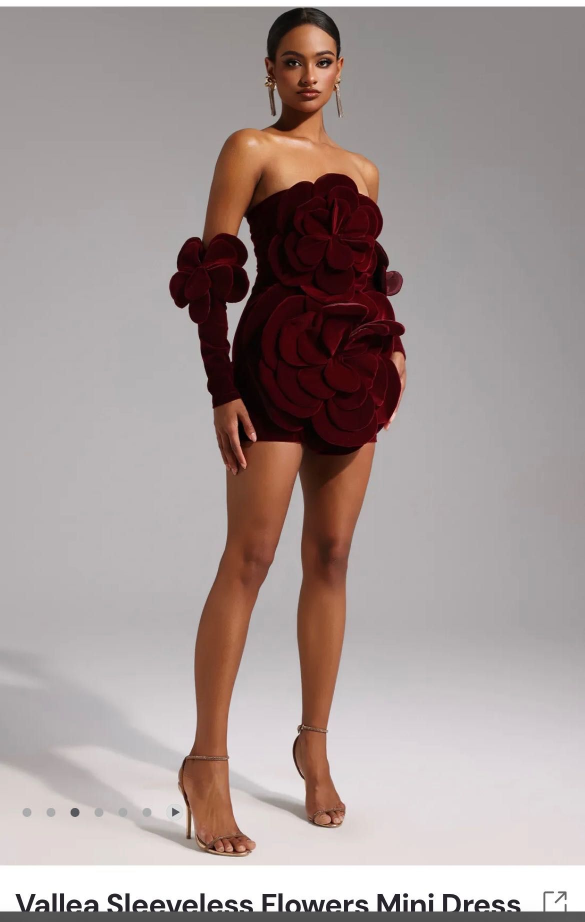 Rochie -Azura Red Floral Appliqué Mini Dress