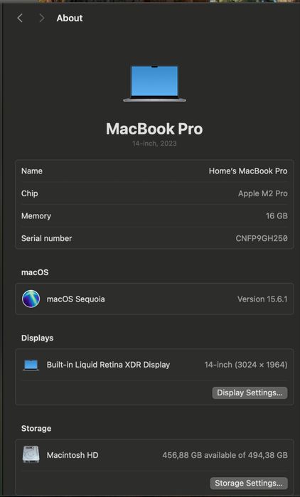 Macbook pro m2 pro 15/512 16-yadroli  120 fps xolati 10/10 10 soat ++