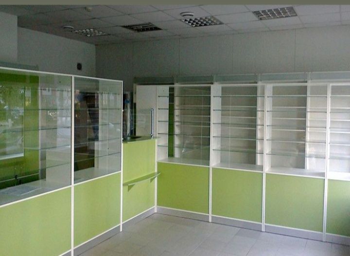 Мебель для аптеки, витрины, стеллажи, прилавки