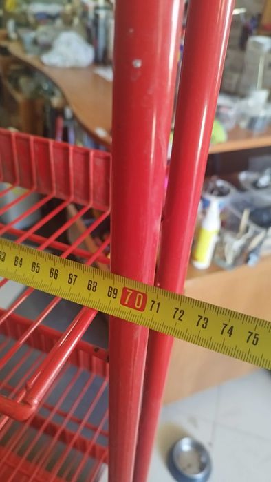 Метален стелаж с рафтове 146/70/30см червен с колела