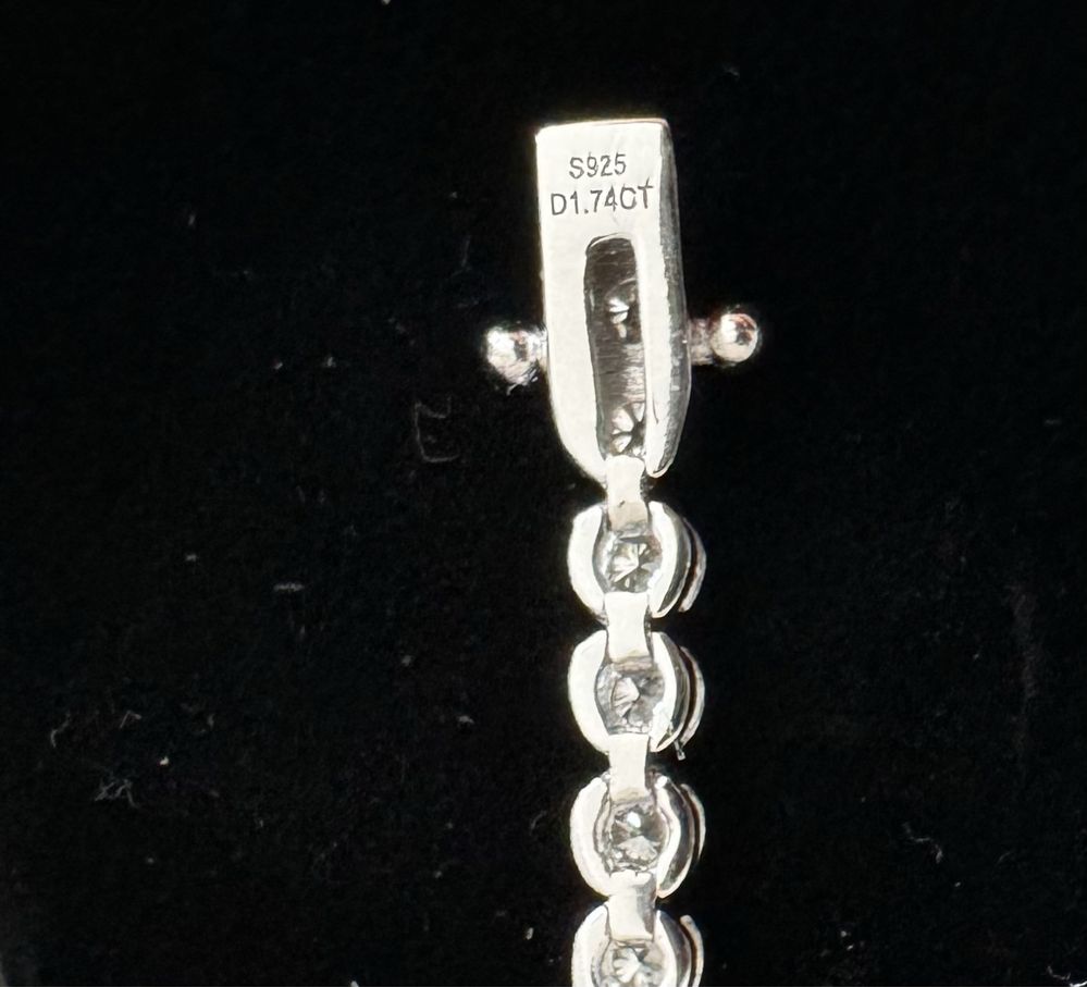 Нова сребърна тенис гривна с лаб. диаманти “Moissanite” (мойсанит)
