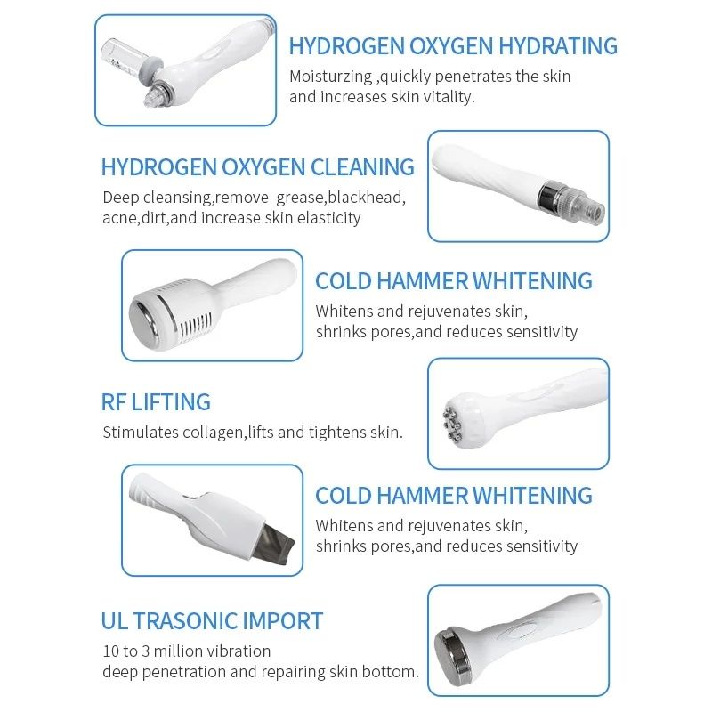 Апарат 6 В 1 водно дермабразио, кислород, RF, BIO, ултразвук и шпатула
