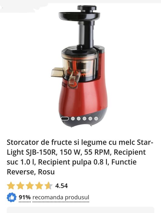 Storcator de fructe si legume cu melc Star-Light SJB-150R