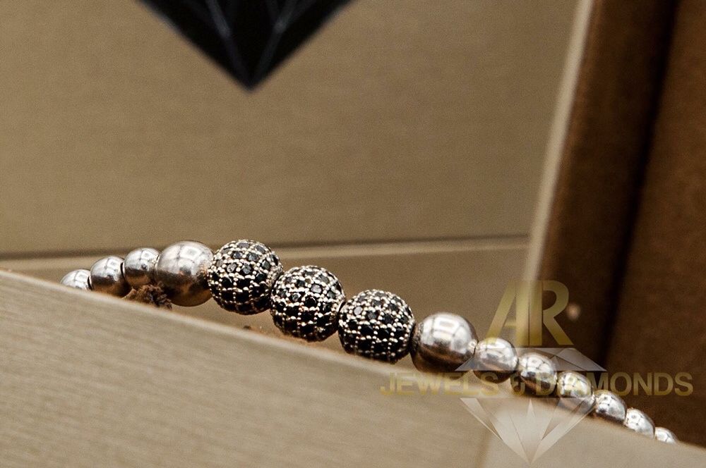 Bratara Aur Alb 14 K cu Diamante Negre model ARJEWELS(AR1382)