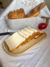 Хлебница пластиковая с деревянной крышкой, сухарница