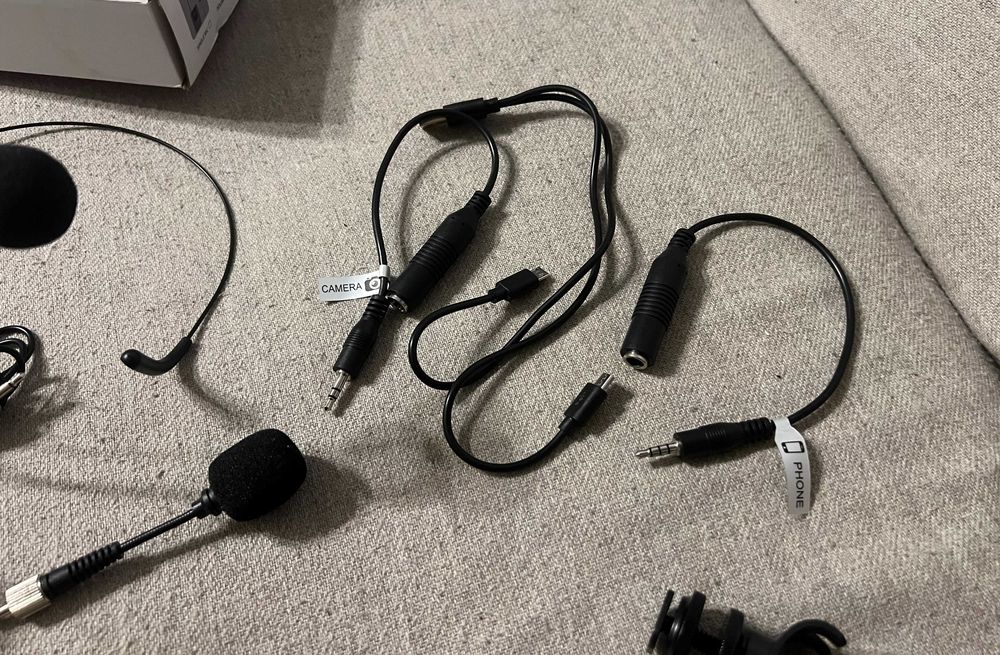 Set microfon wireless headset lavalier 3 microfoane complet