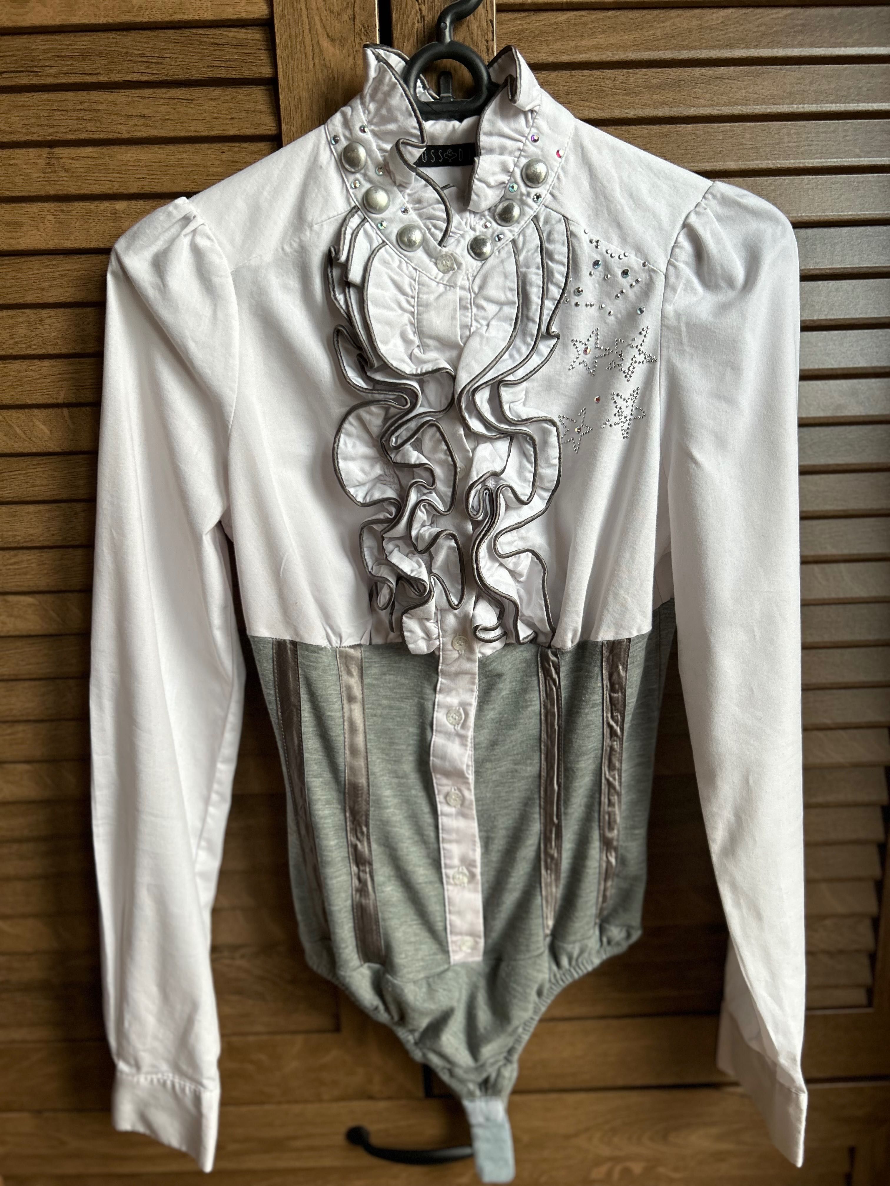 Бяла риза-боди с къдрички Rosso di sera