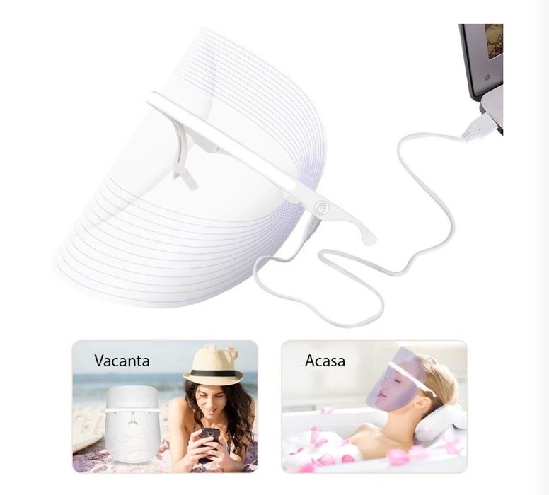 Masca faciala cu LED, dispozitiv de infrumusetare cu 7 lumini fotonice