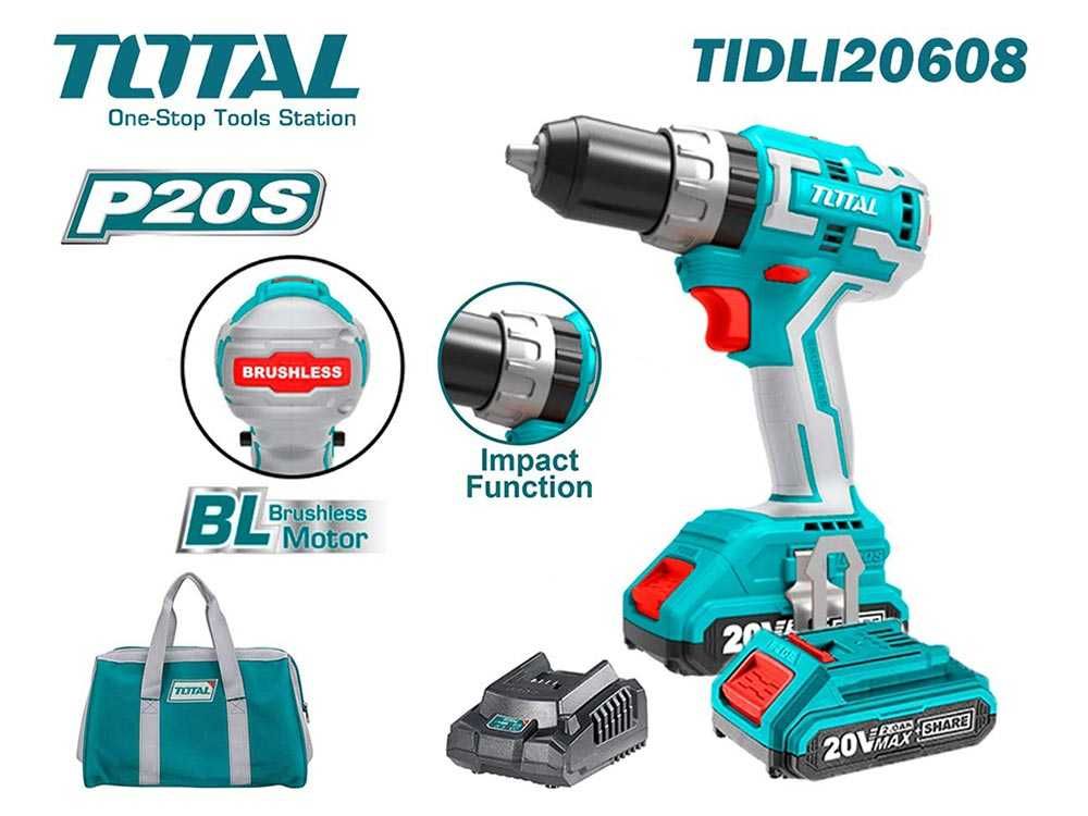 Винтоверт акум. ударен TOTAL TIDLI20608 Industrial, 20V, 2x2Ah, 63Nm