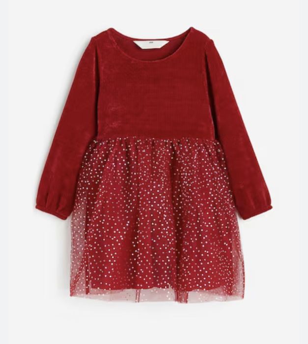 Rochita cu fusta de tulle rosie H&M 122/128, nou