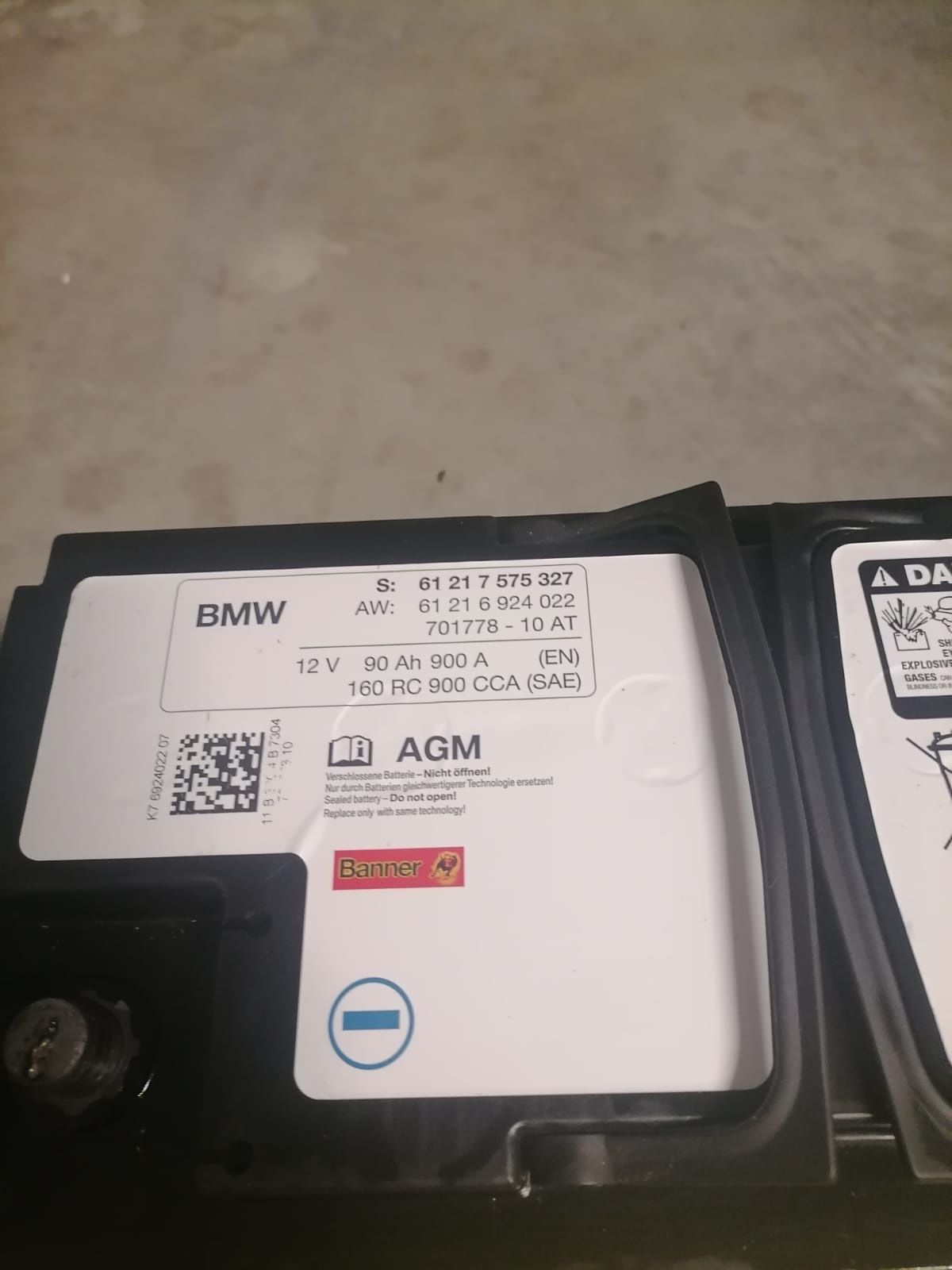 Baterie auto BMW 90 amperi Agm cu Start stop import Germania
