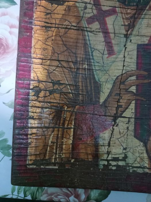 Icoana bizantina pictata pe lemn foarte veche