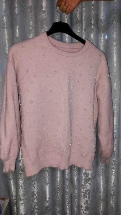 Pulover dama culoare roz pudrat, marime L